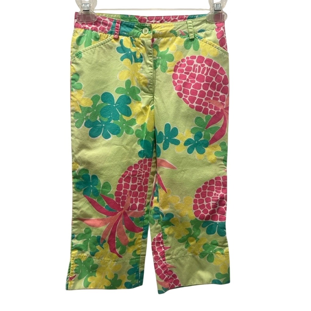 Vintage Lilly Pulitzer Kids tropical cropped pants Girls Youth size 8
